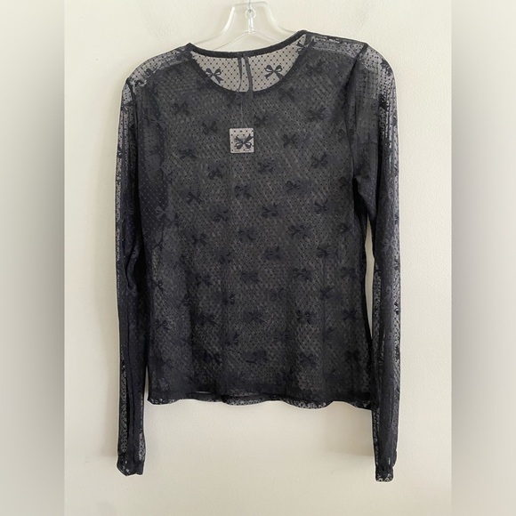 By Anthropologie Long-Sleeve Novelty Lace Top new nwt black color size M - Picture 7 of 8